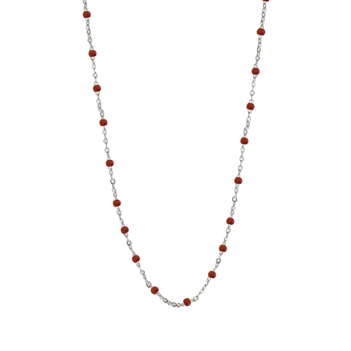 Jeberg Jewellery - Ruby Wine Beaded halskæde, 42+3 cm Sølv sterlingsølv