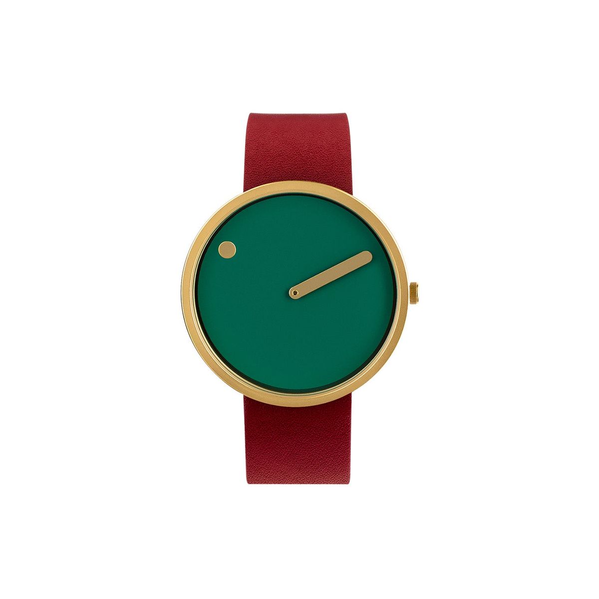 PICTO - Dustty Green urskive, 40 mm Guld PVD/læder