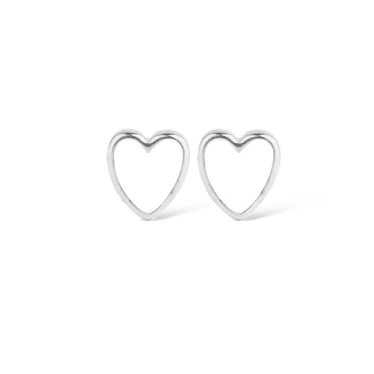 Jeberg Jewellery - Petite Heart Me White Enamel ørestikker Sølv