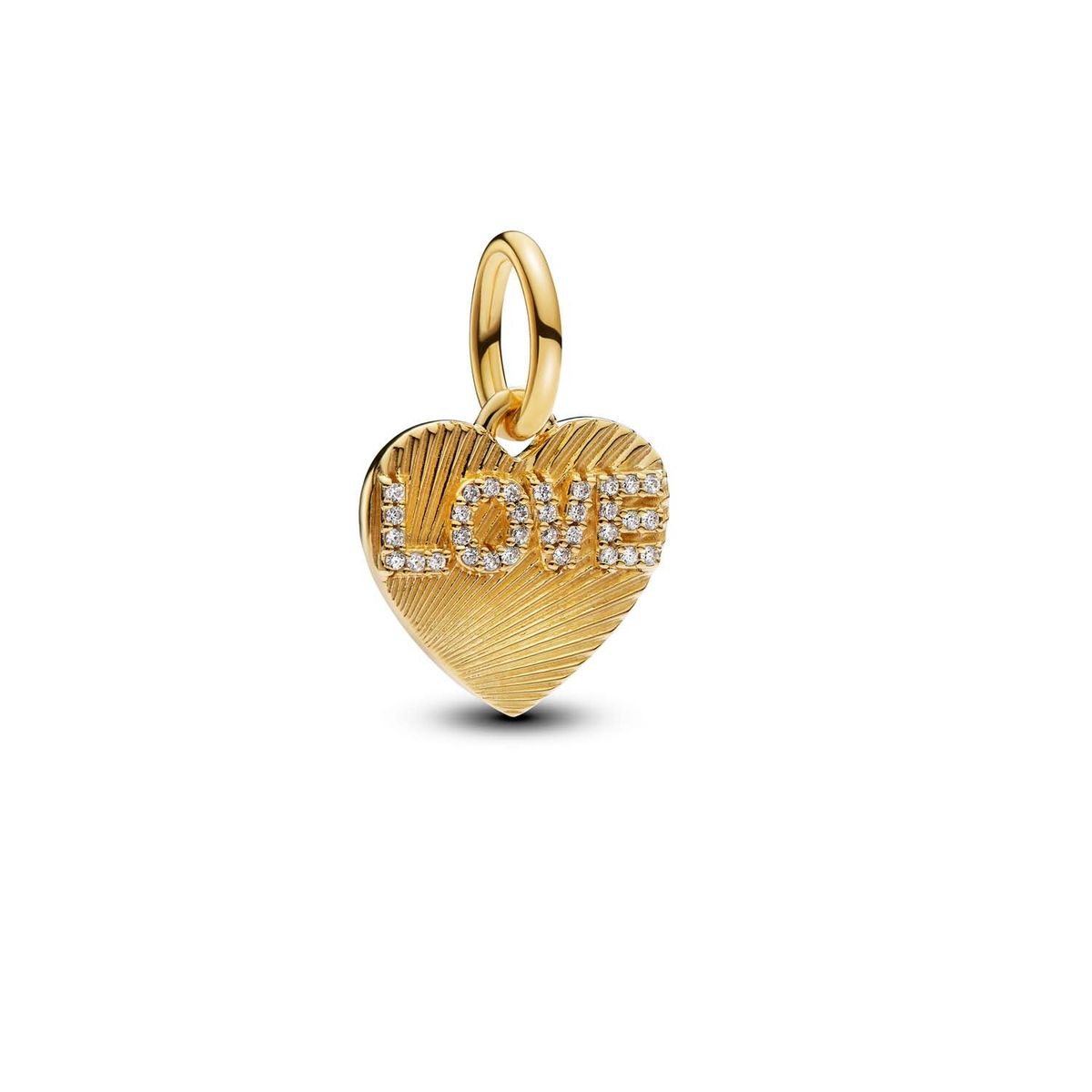 Pandora - Engravable Love Heart dangle charm, zirkonia Forgyldt metalblanding