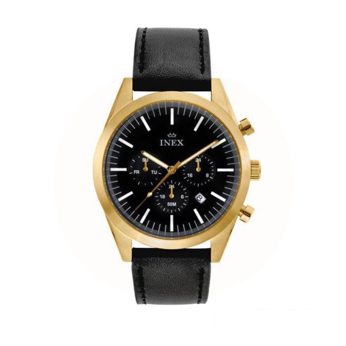 INEX - Chronograf herreur Guld m/sort læderrem A76204D5I