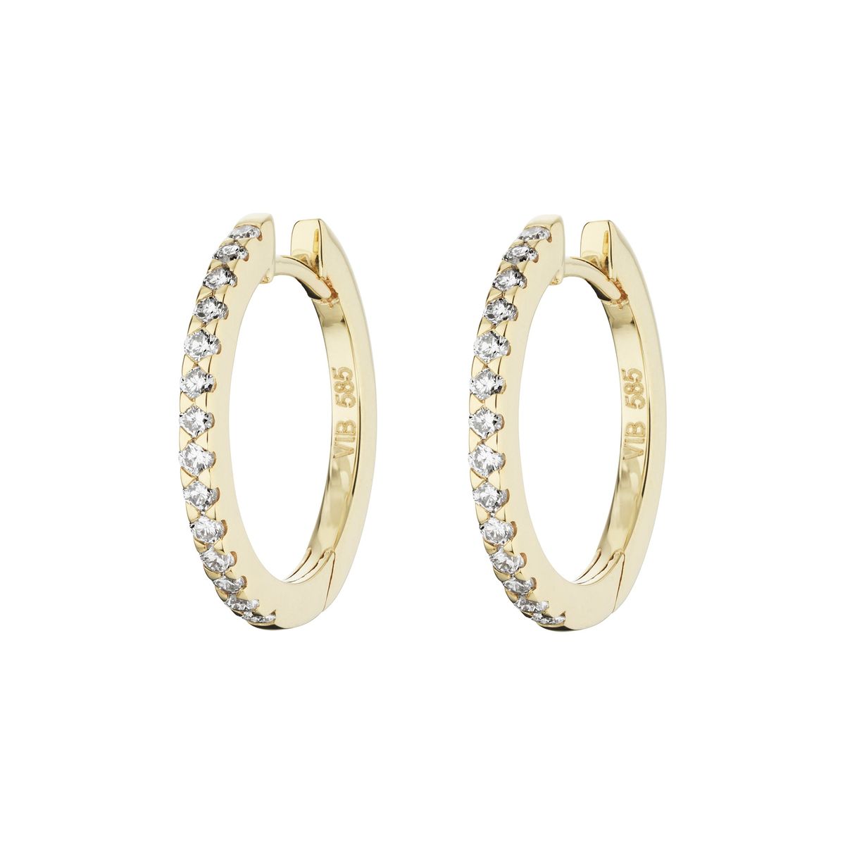 Aveny LUXURY - Click creoler, 12mm, 0,28 ct. w/si 14 kt. guld