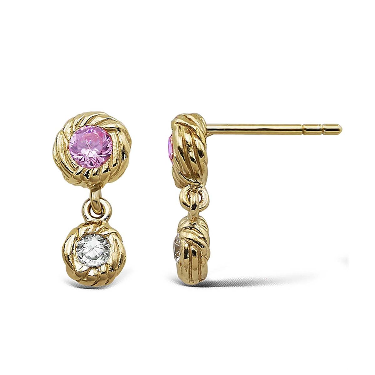 Jeberg Jewellery - I Am Gold Double Drop Pink øreringe 51965 Forgyldt sterlingsølv