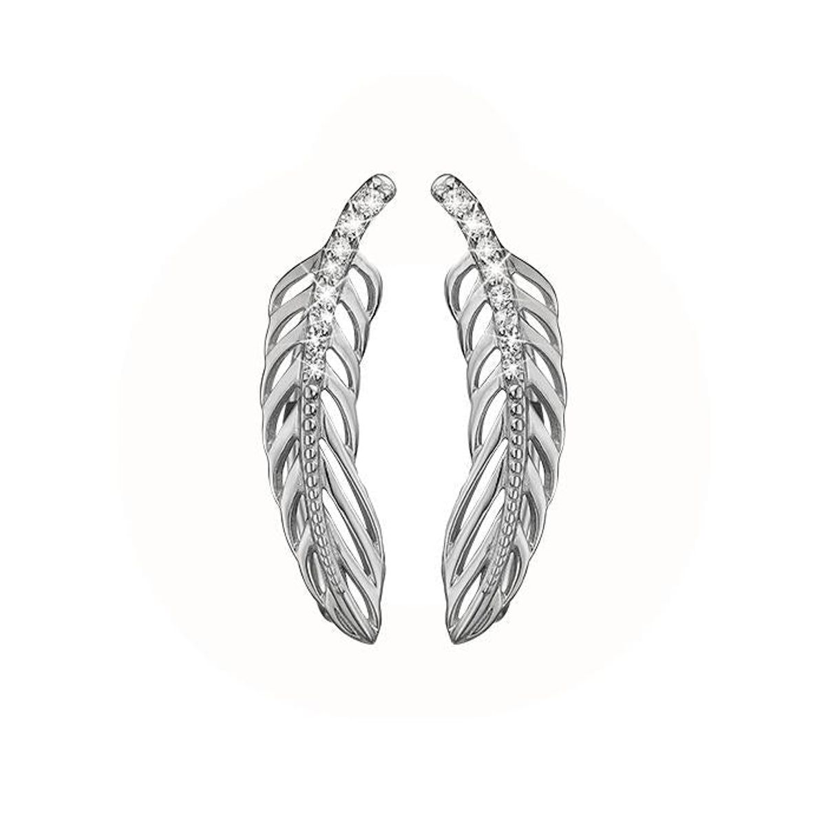 Christina Design London Jewelry & Watches - Zirkonia Feather Øreringe sølv 672-S07