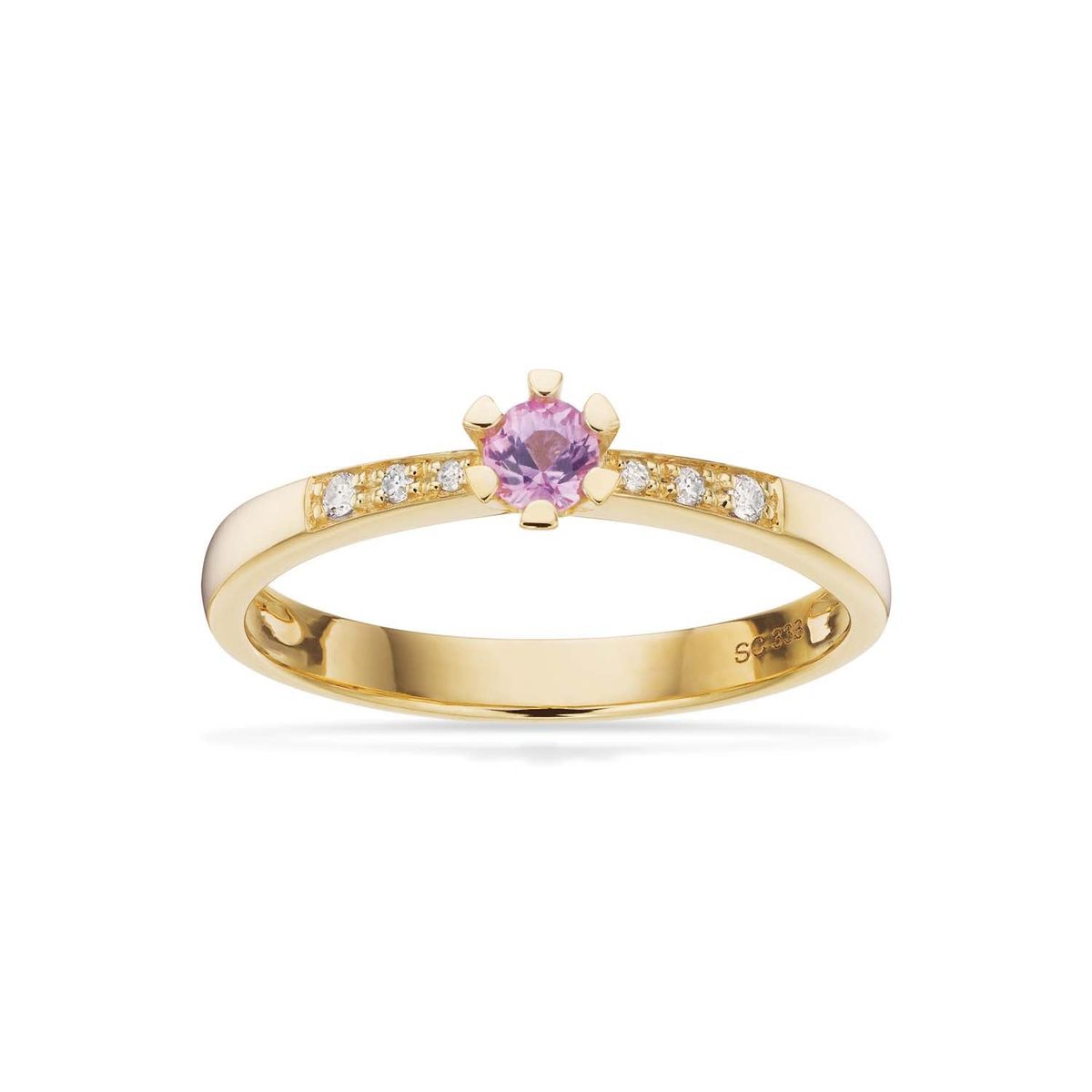 Scrouples - Vida Darling ring 8 kt. guld med pink safir