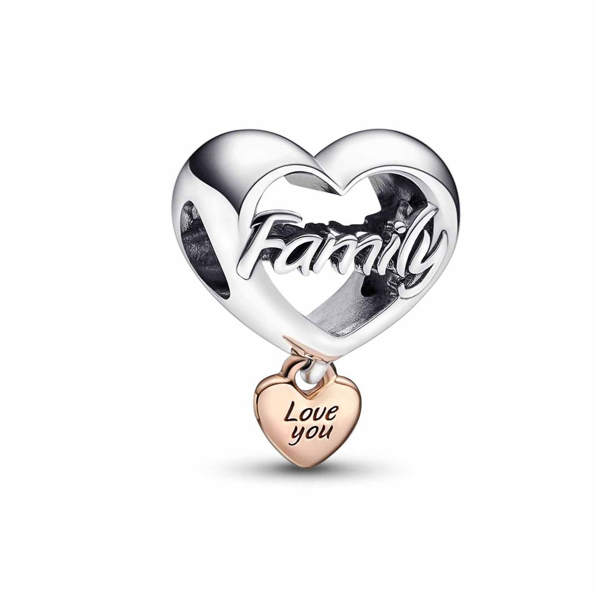 Pandora - Love You Family Hjerte charm metalblanding Forgyldt sølv