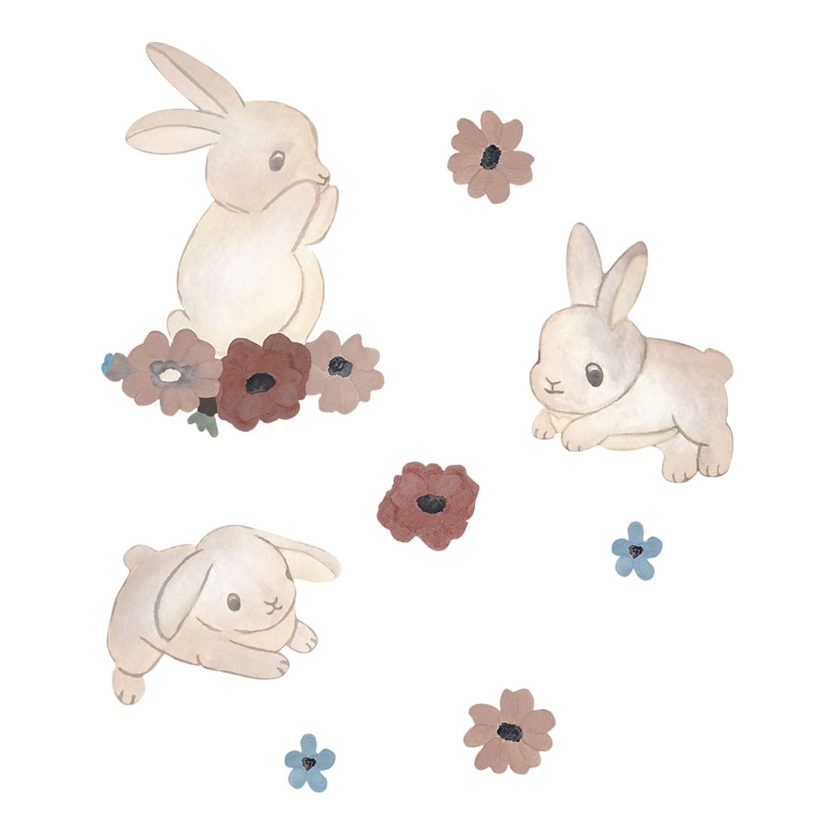 Wallsticker bunnies and flowers - Beige