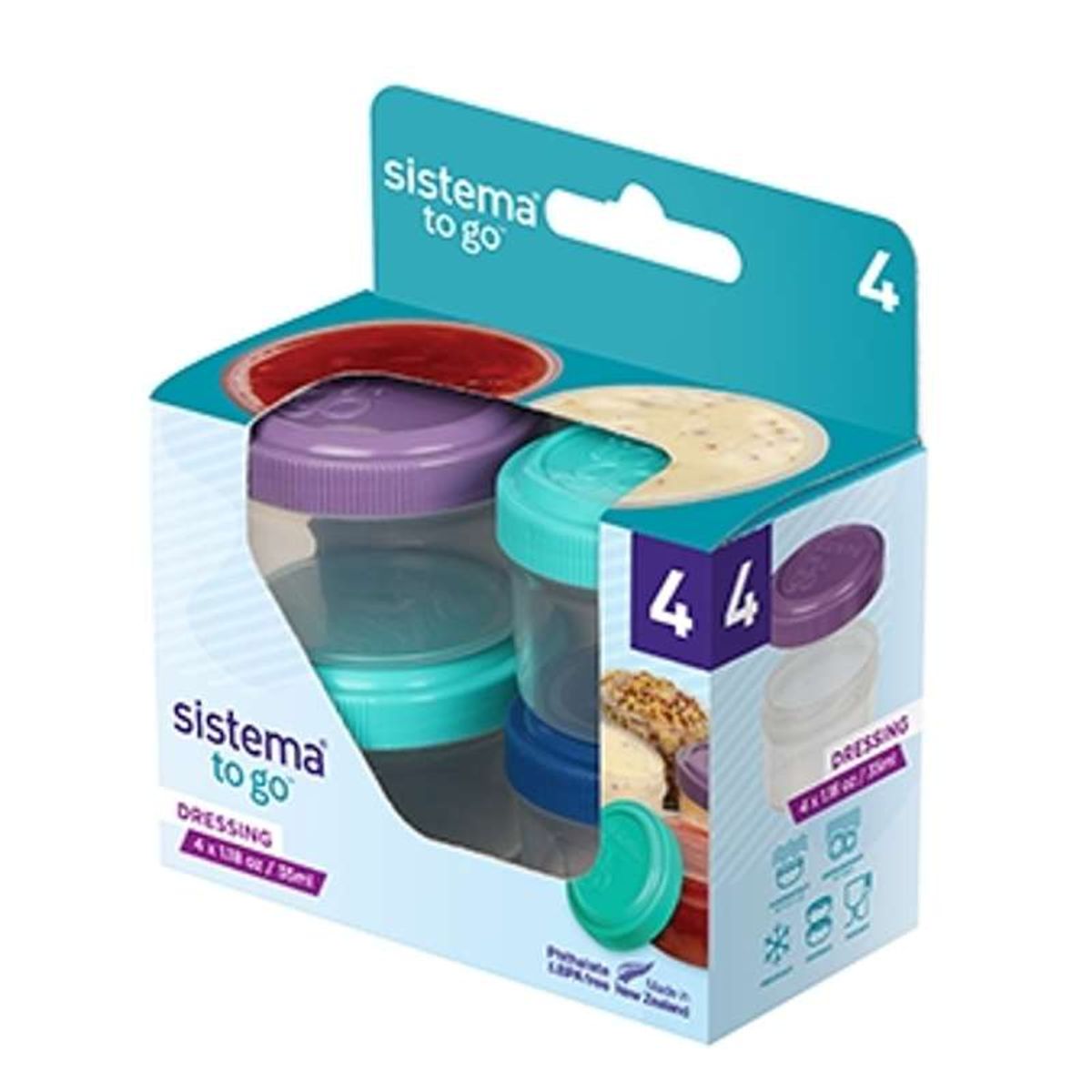 Sistema Snackboks - Dressing Pot To Go - 4-Pak - 35ml - Ass. Farver