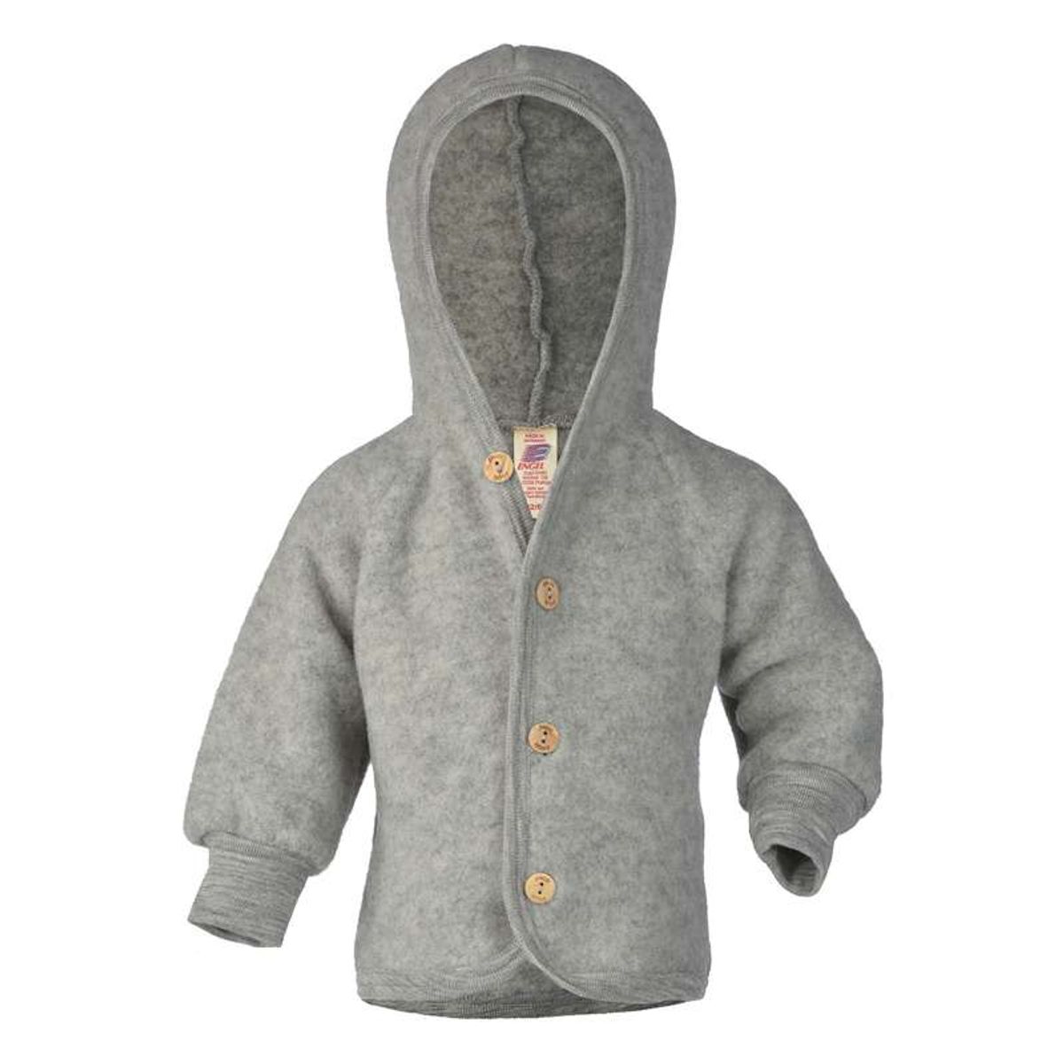 Engel Natur Baby Jakke - Uldfleece m. Hætte - Grey Melange