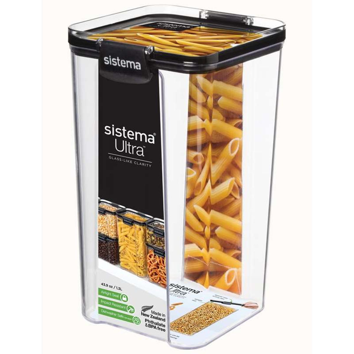 Sistema Madopbevaring - Tritan Ultra - Square - 1.3L - Sort