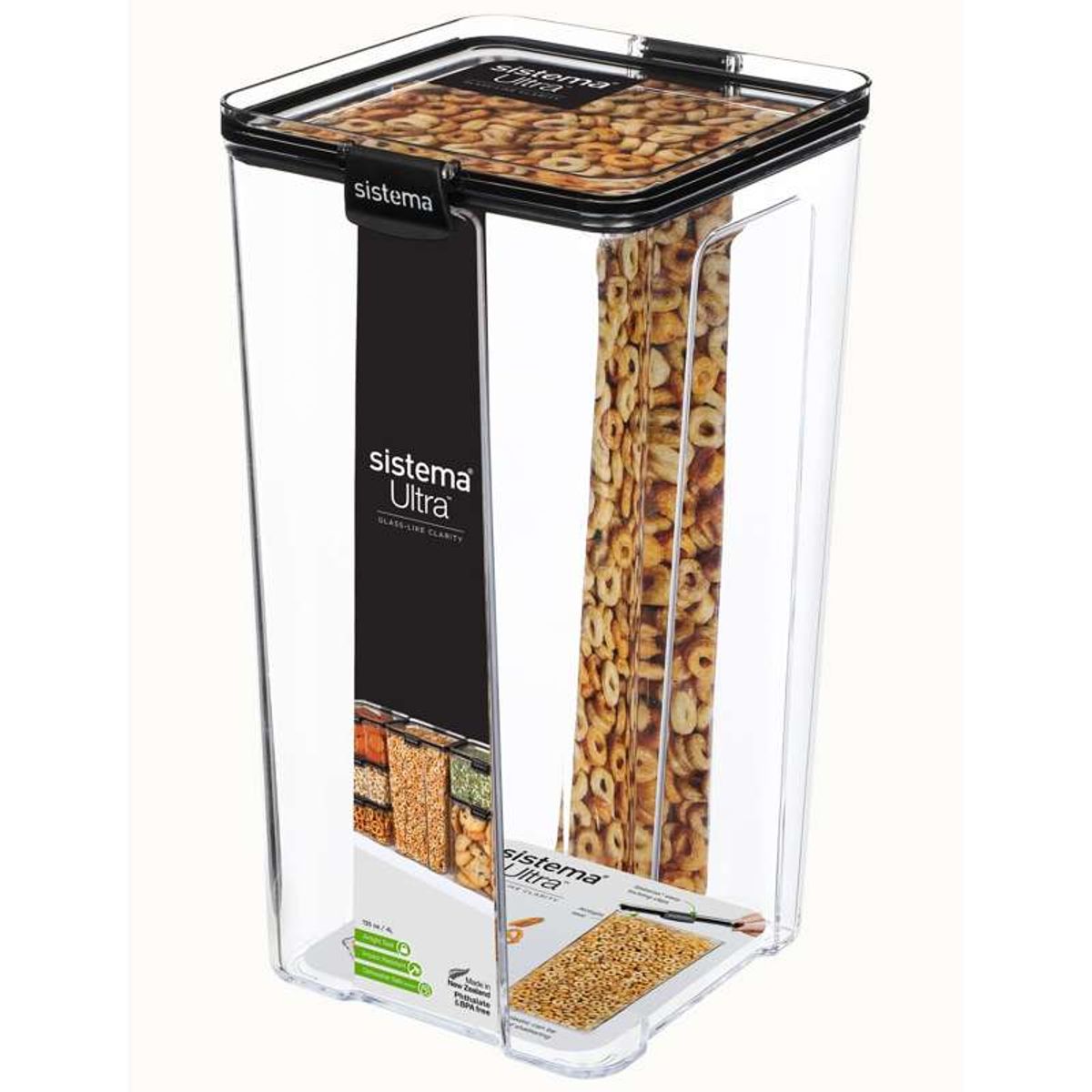 Sistema Madopbevaring - Tritan Ultra - Square - Large - 4L - Sort