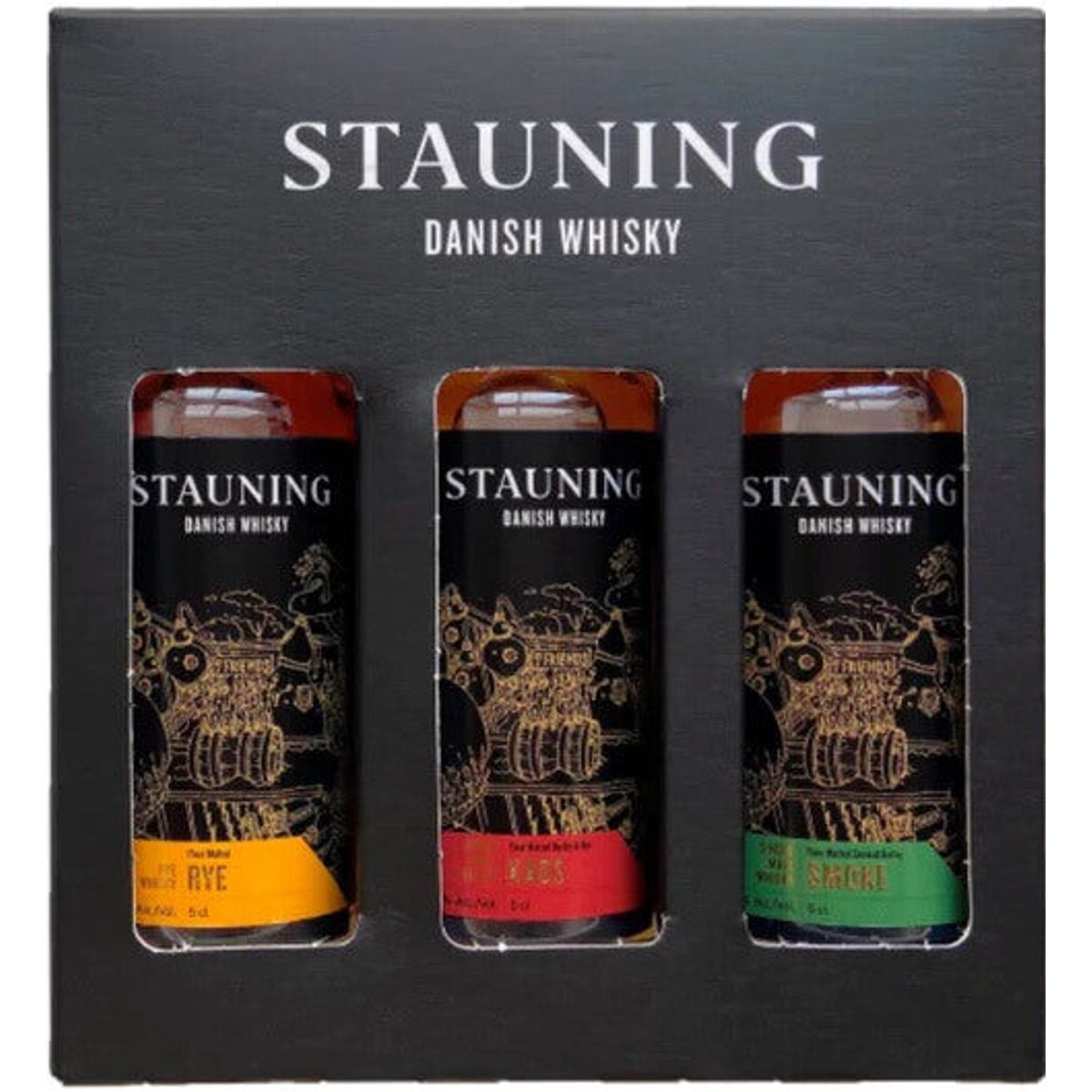 Stauning Whiskys Essens med 3x5cl Smagesæt