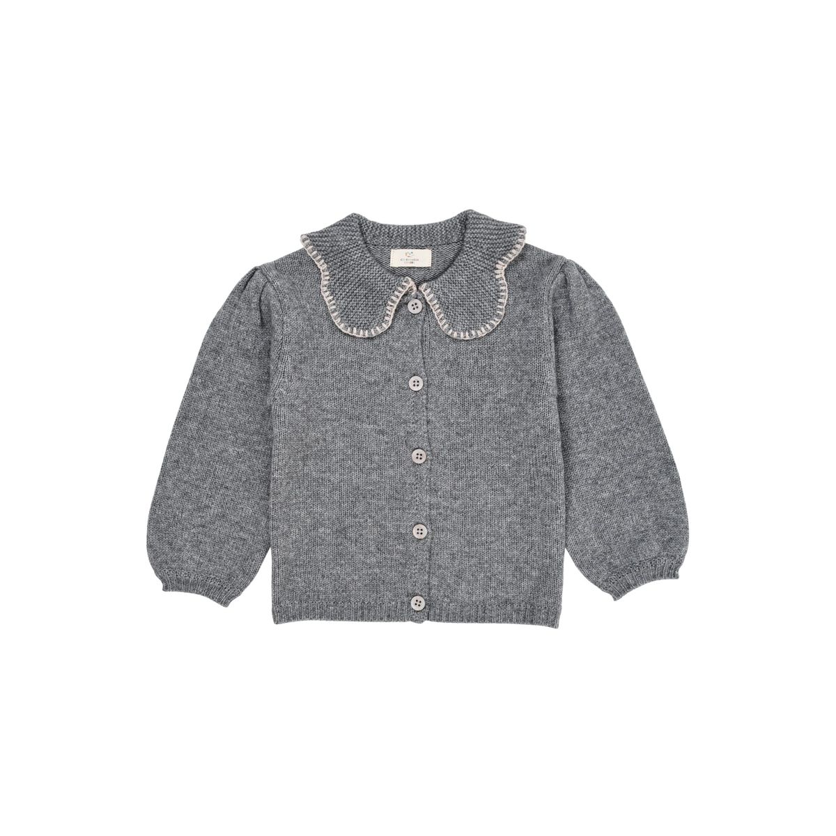 CASHMERE CARDIGAN MED KRAVE - GREY MEL - GREY MEL / 146-152