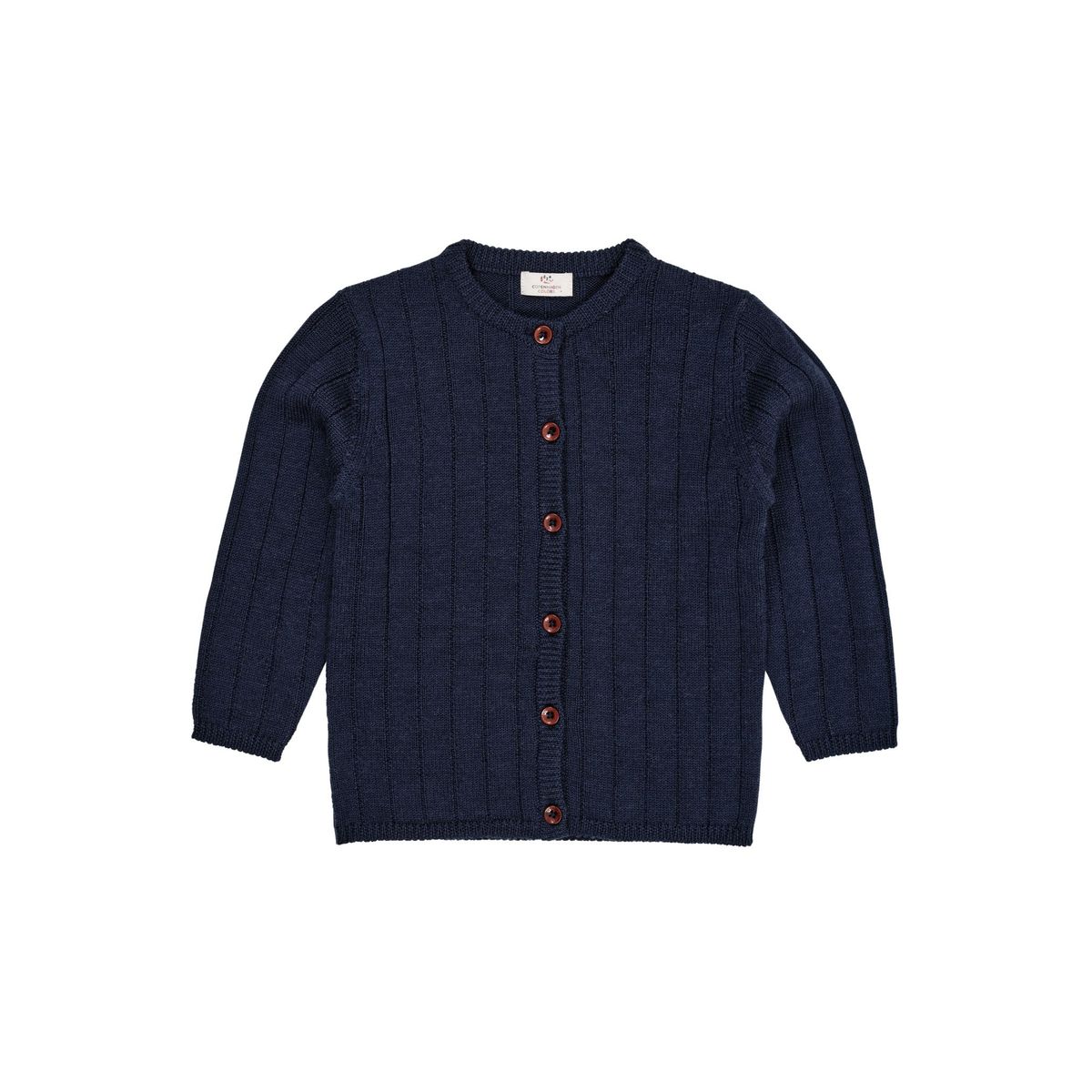 STRIKKET CARDIGAN I MERINO ULD M. BRED RIB - NAVY - NAVY / 104