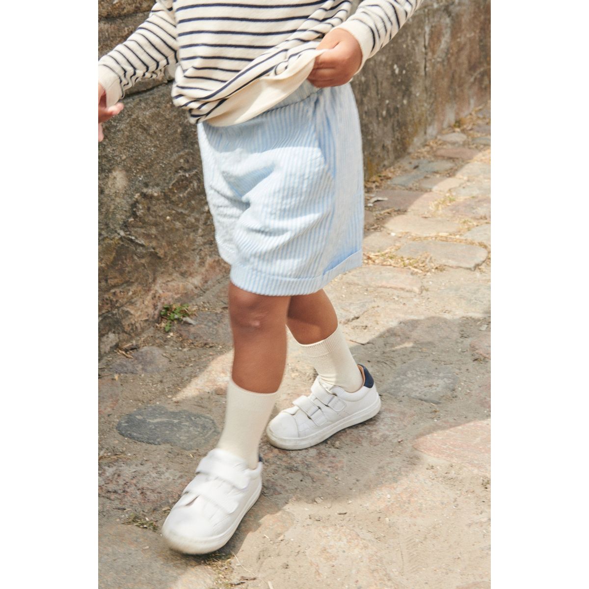 BÆK OG BØLGE SHORTS - SKY BLUE W CREAM STRIPE - SKY BLUE W CREAM STRIPE / 128