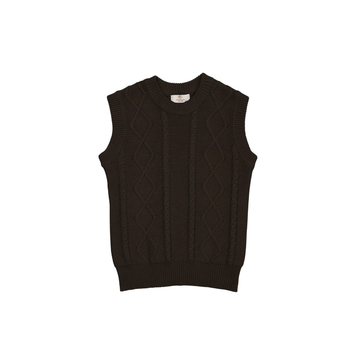 KABELSTRIKKET VEST - DARK BROWN - DARK BROWN / 62