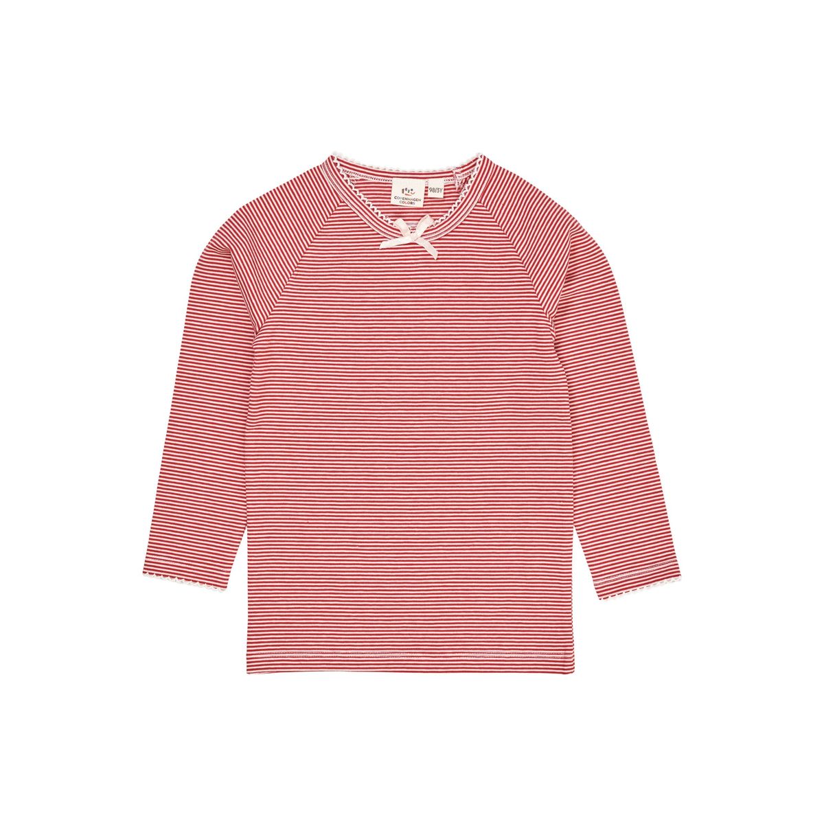 LANGÆRMET T-SHIRT MED STRIBER - RED/CREAM STRIPE - RED/CREAM STRIPE / 86