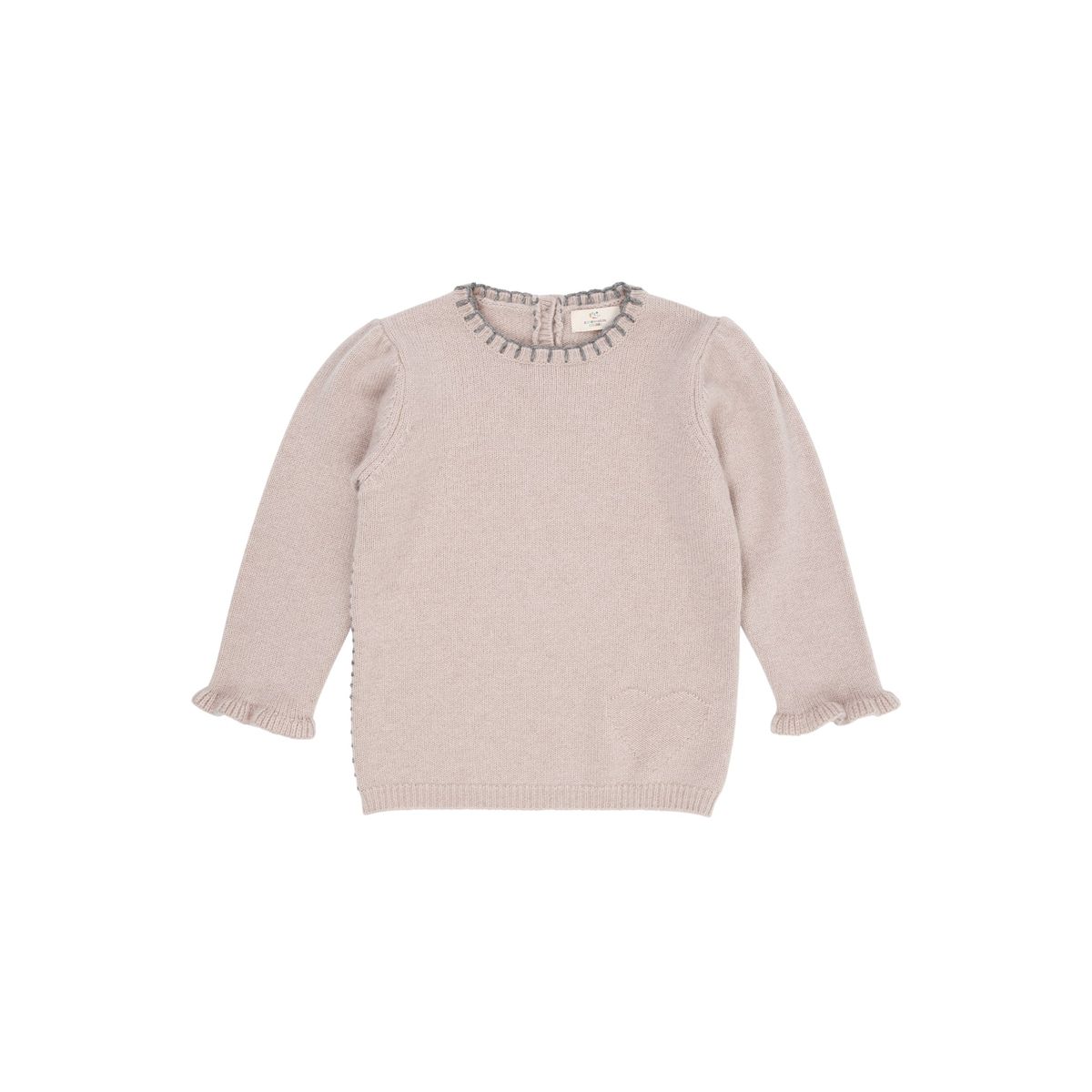 CASHMERE BLOUSE W. HEART - BEIGE - BEIGE / 92