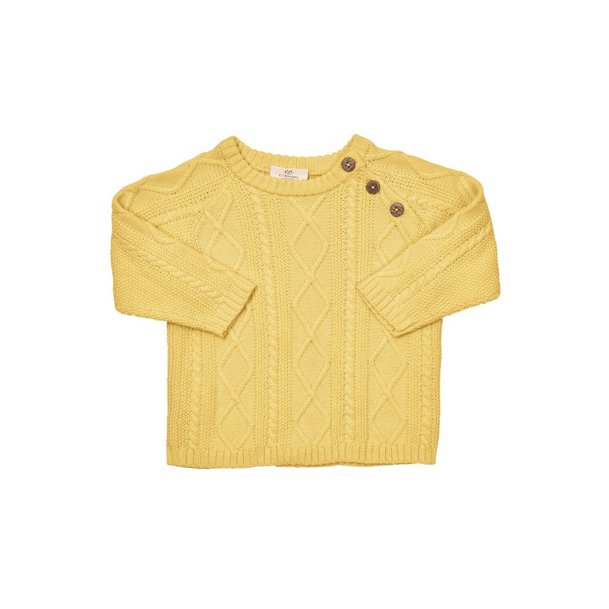 KABELSTRIKKET BLUSE M. KNAPLUKNING - LT. YELLOW - LT. YELLOW / 56