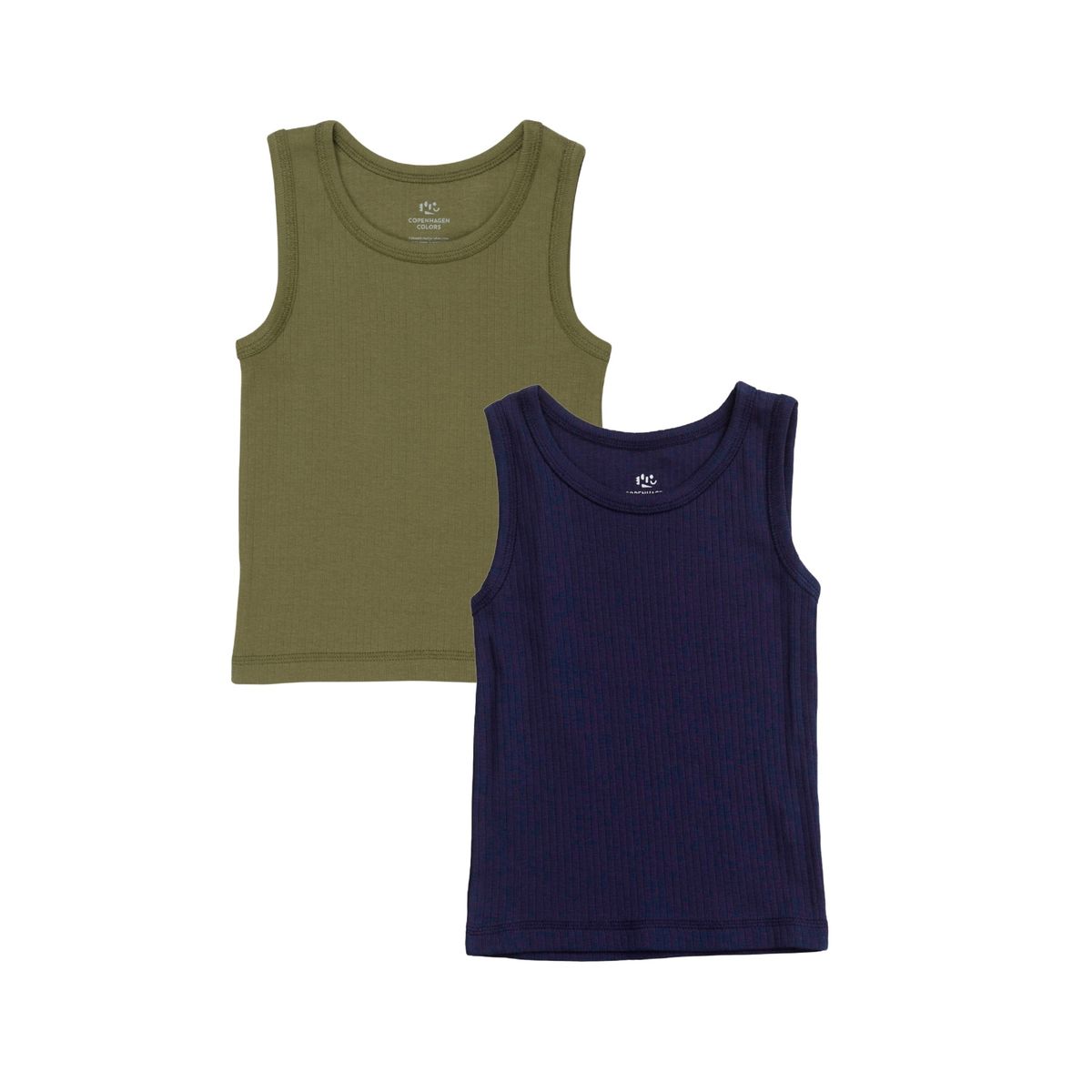 2-PAK RIB JERSEY TANK-TOPPE - NAVY/DARK GREEN COMB - NAVY/DARK GREEN COMB / 92