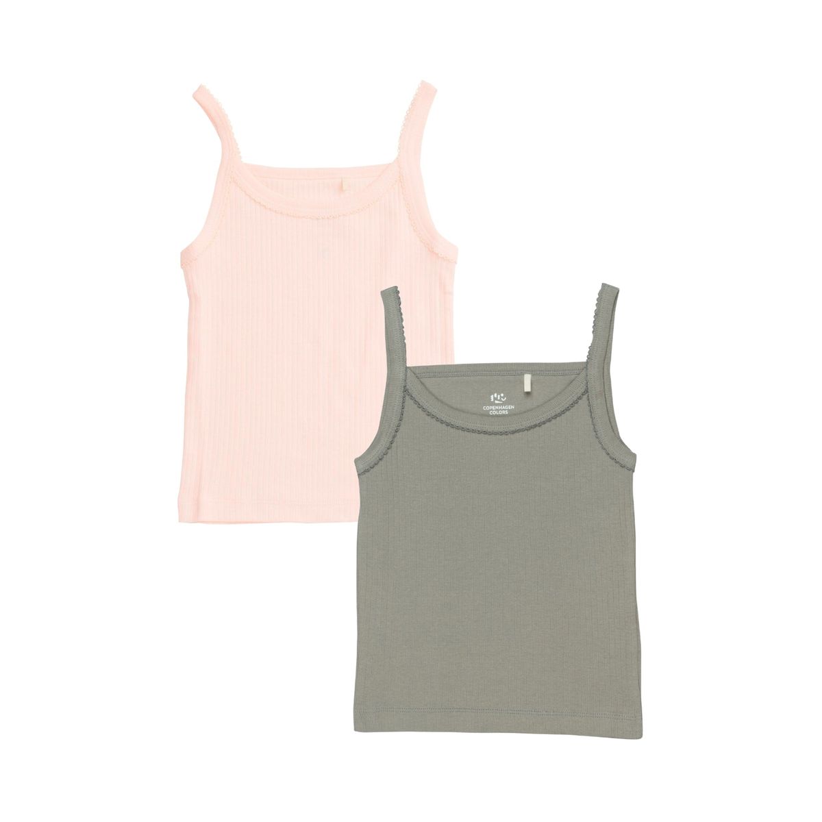 2-PAK RIB JERSEY STROPTOPPE - SOFT PINK/ LT. GREY COMB. - SOFT PINK/ LT. GREY COMB. / 104