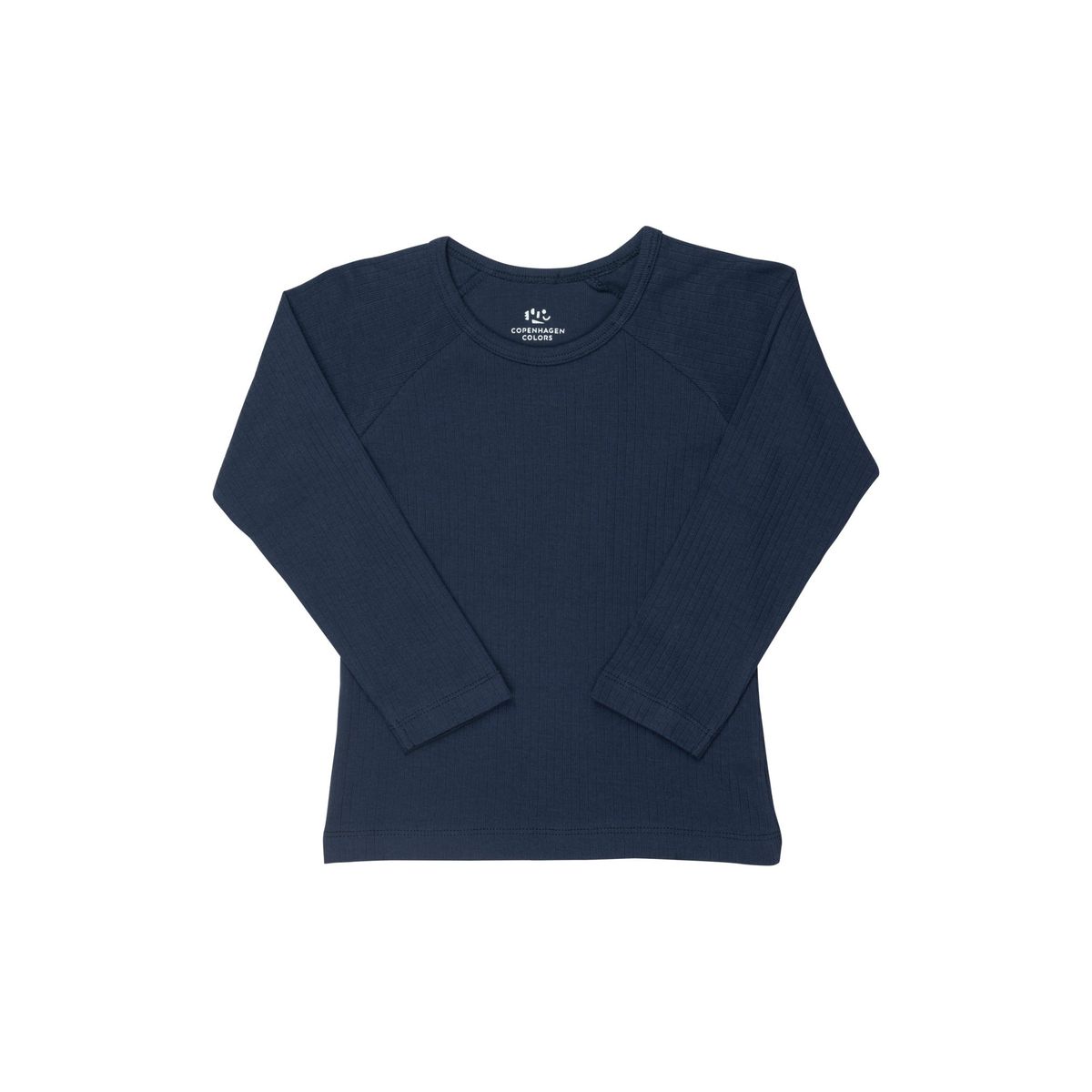 KLASSISK LANGÆRMET BLUSE I RIB JERSEY - NAVY - NAVY / 80