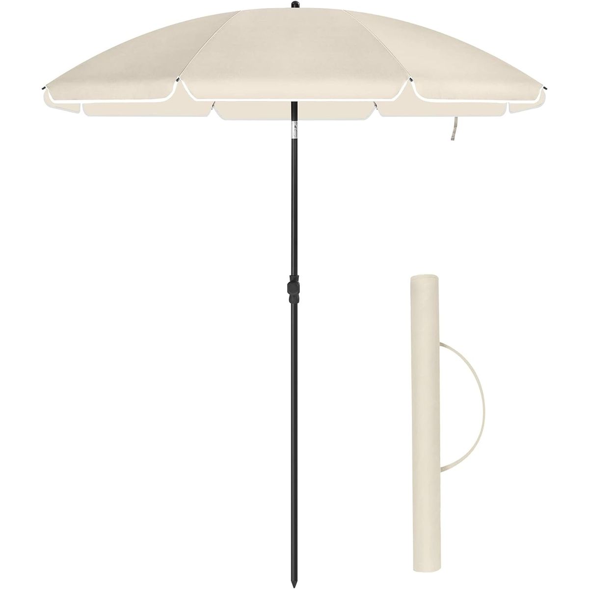 Strandparasol i hvid - 160 cm