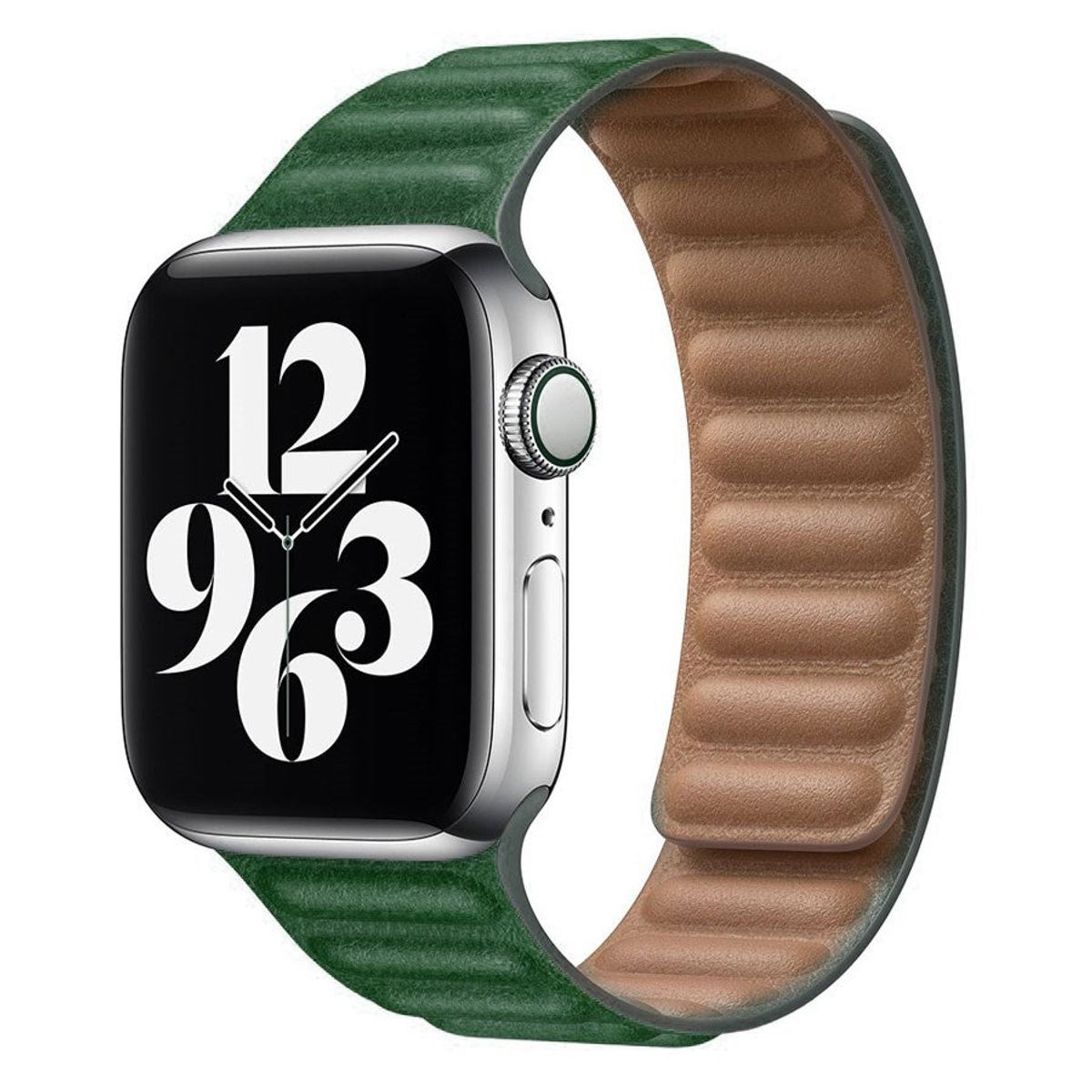 Lippa Apple Watch magnetisk læderrem 42/44/45/49, Mørkegrøn