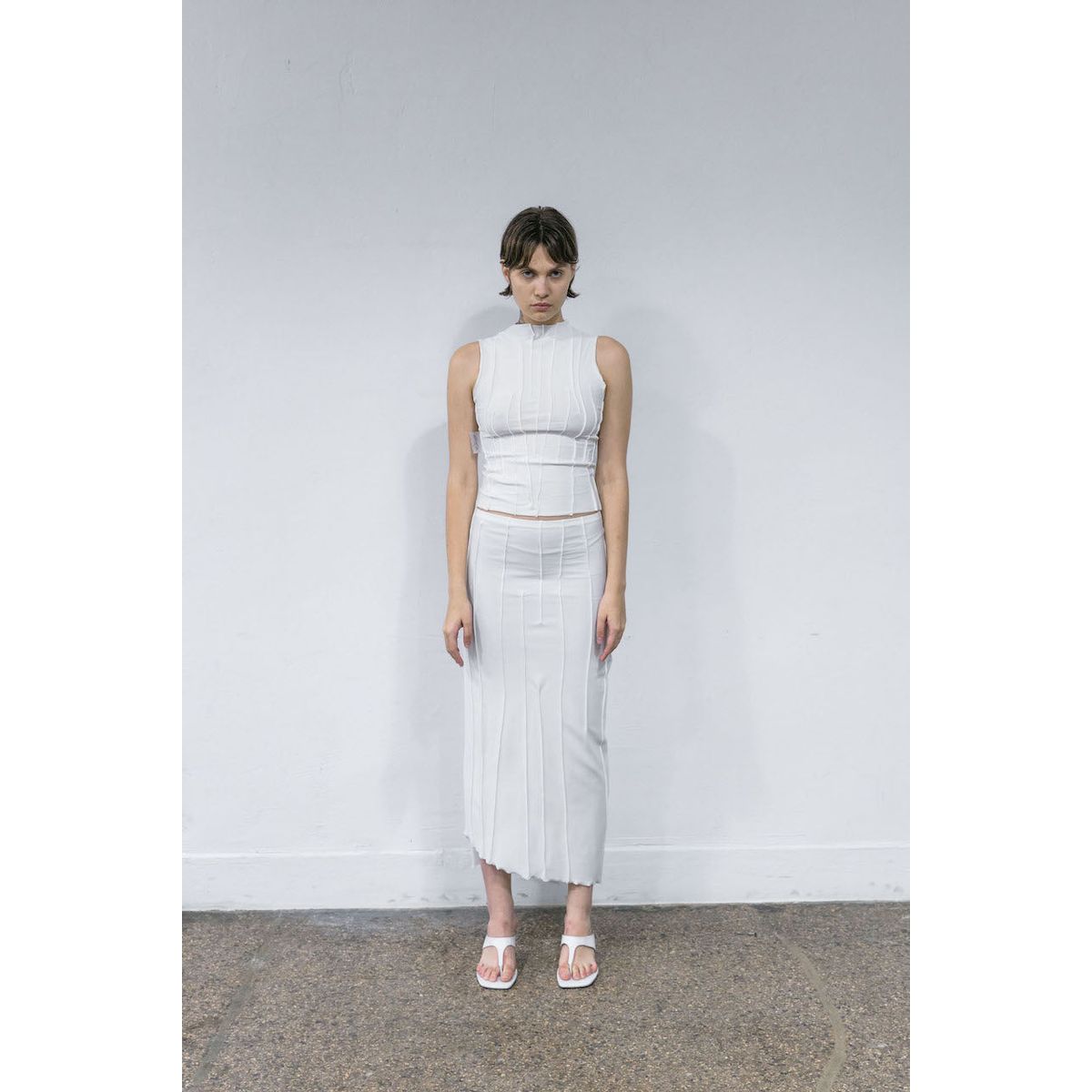 OFF WHITE ASYMMETRIC FULL SUTURE LONG SKIRT - S/M