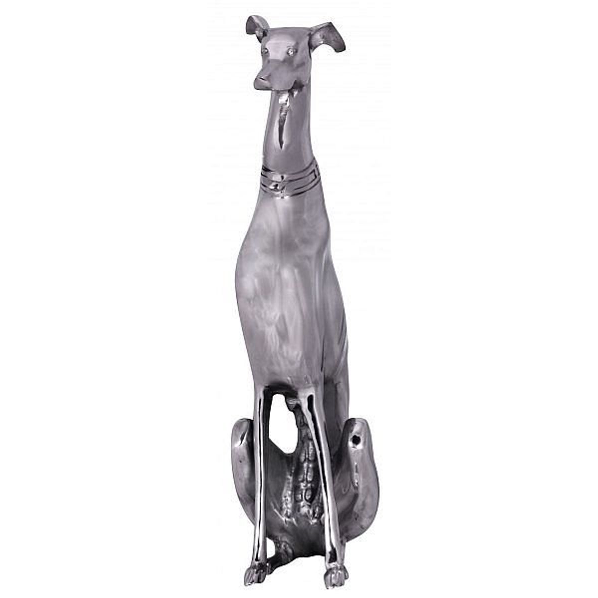 Greyhound skulptur i sølvfarvet metal