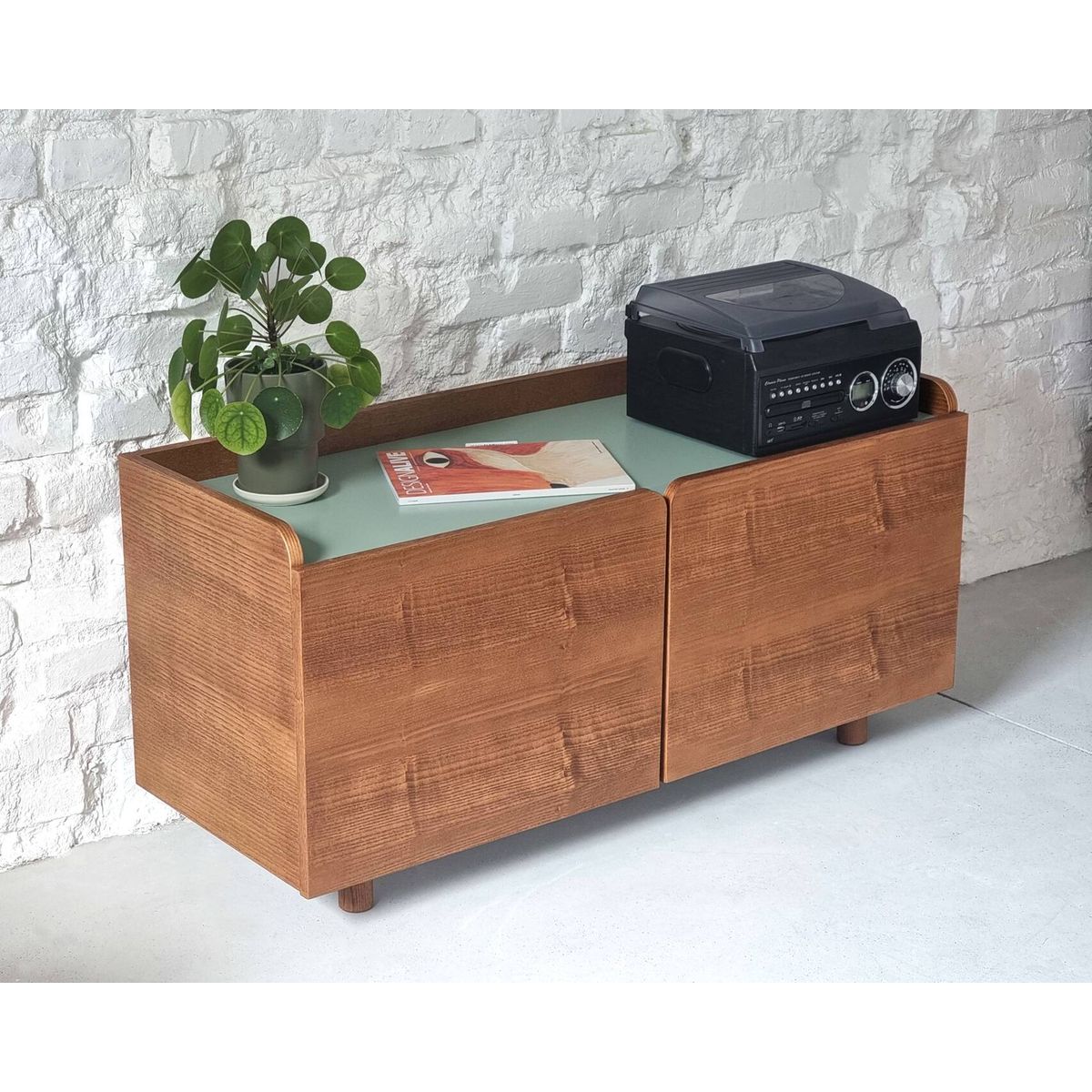 DABI Record Player bord 110cm Oak Sage Green