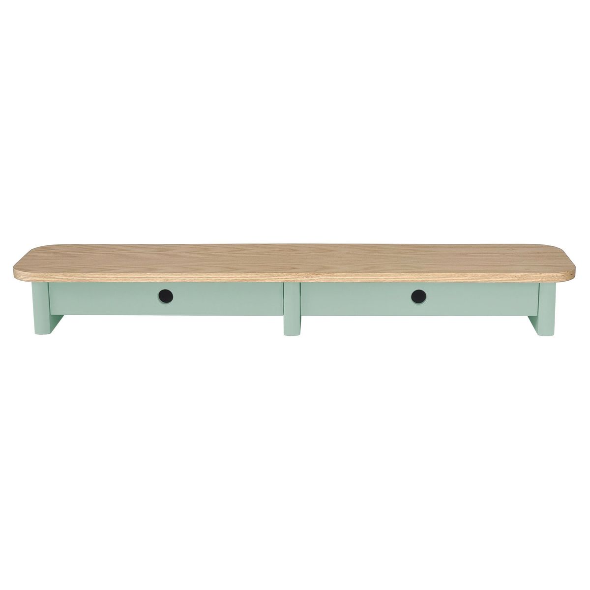 JUBI 109cm monitorskærmstativ med skuffer Ash Sage Green