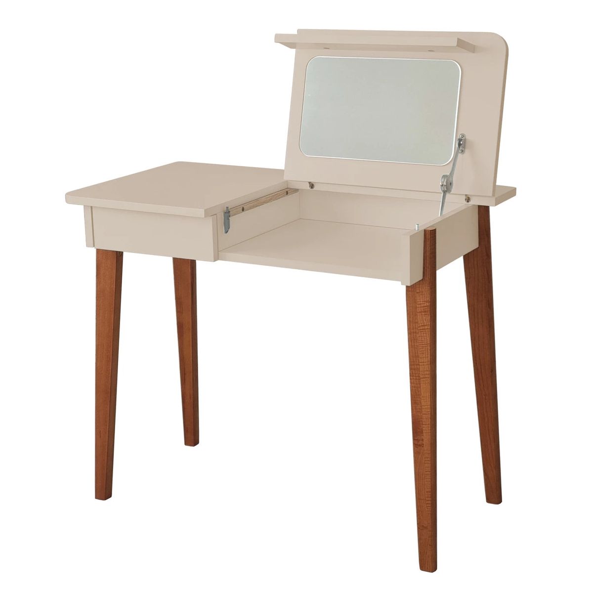 MeWise skrivebord/sminkebord, 90x48cm, ege-farvet og brun-beige