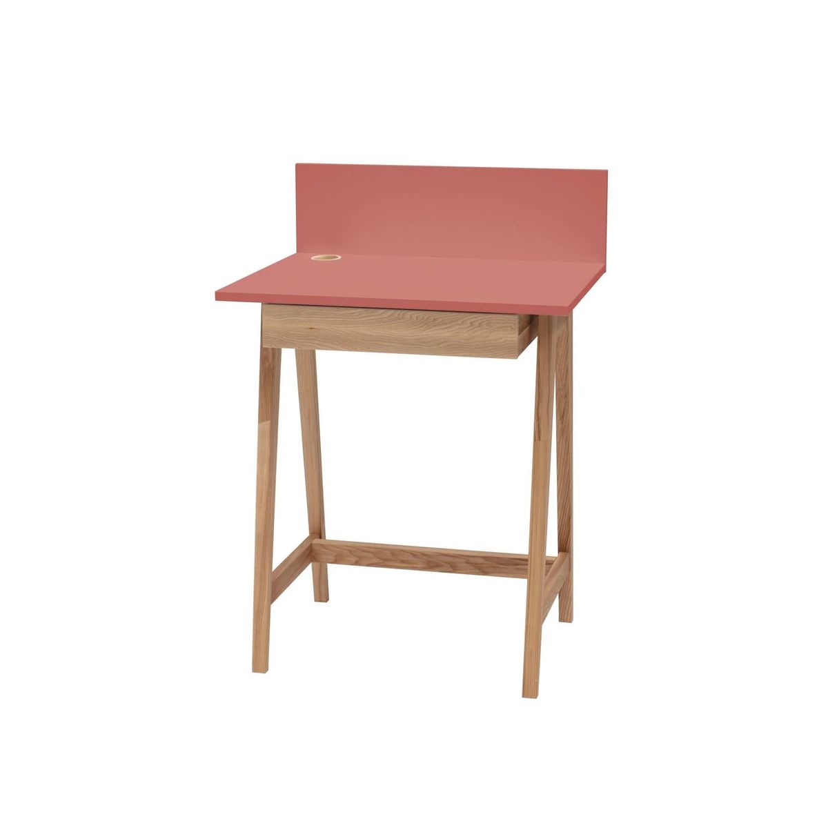 LUKA Asketræ Skrivebord 65x50cm med Skuffe / Antik pink