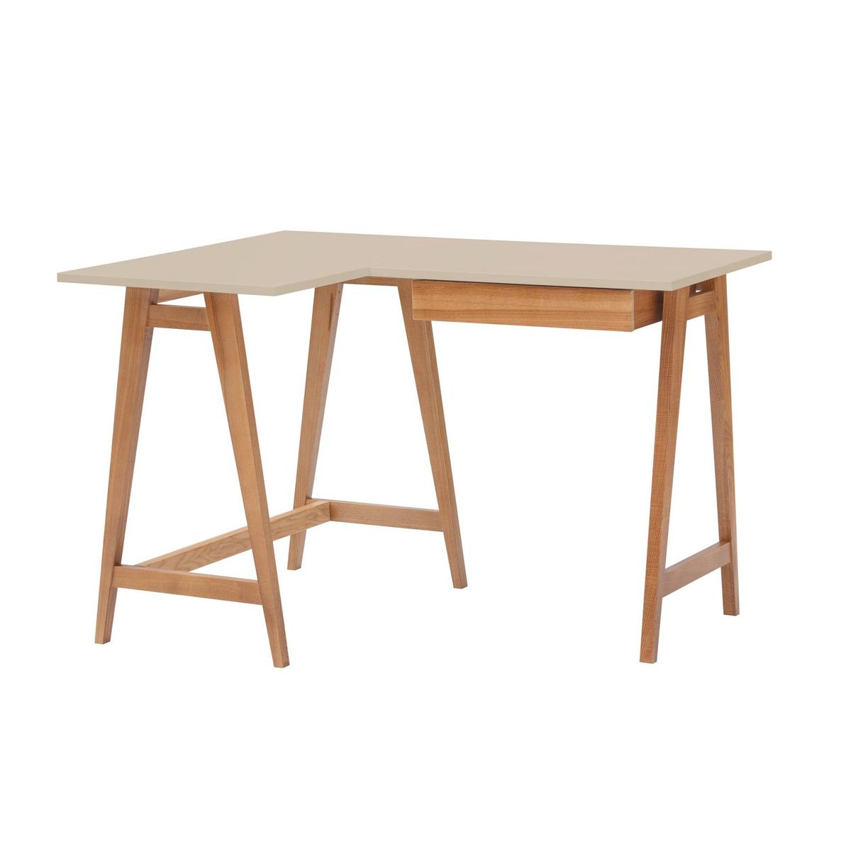 LUKA Hjørneskrivebord B115cm x D85cm Brun Beige Eg Venstre Side