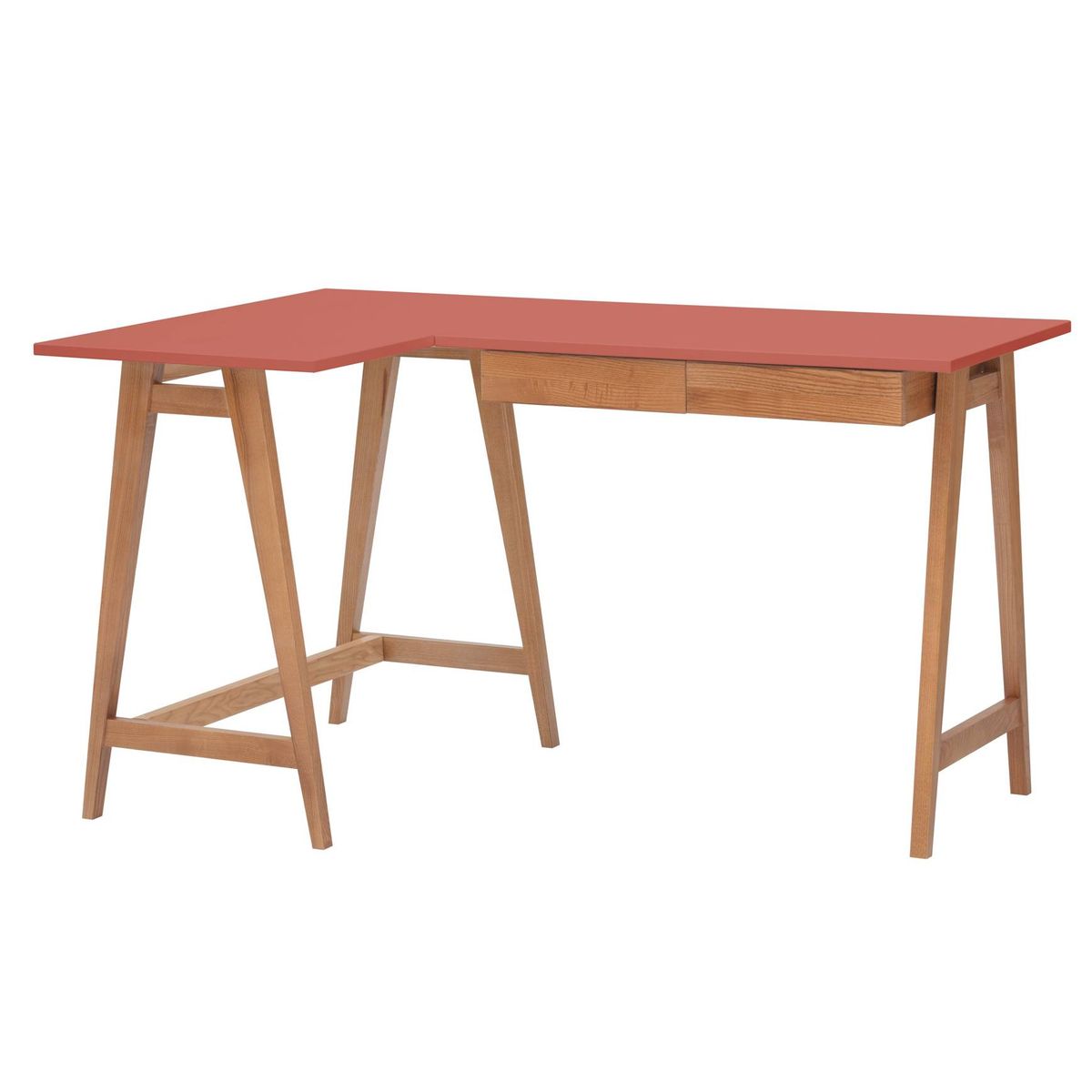 LUKA Hjørneskrivebord B 135cm x D 85cm Antik pink Eg Venstre Side