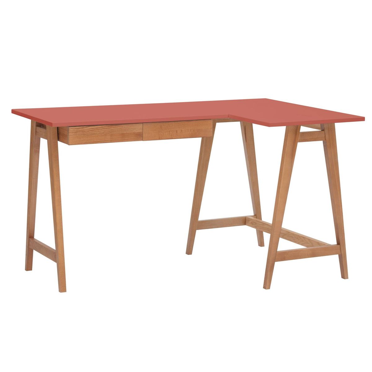 LUKA Hjørneskrivebord B 135cm x D 85cm Antik pink Eg Højre Side