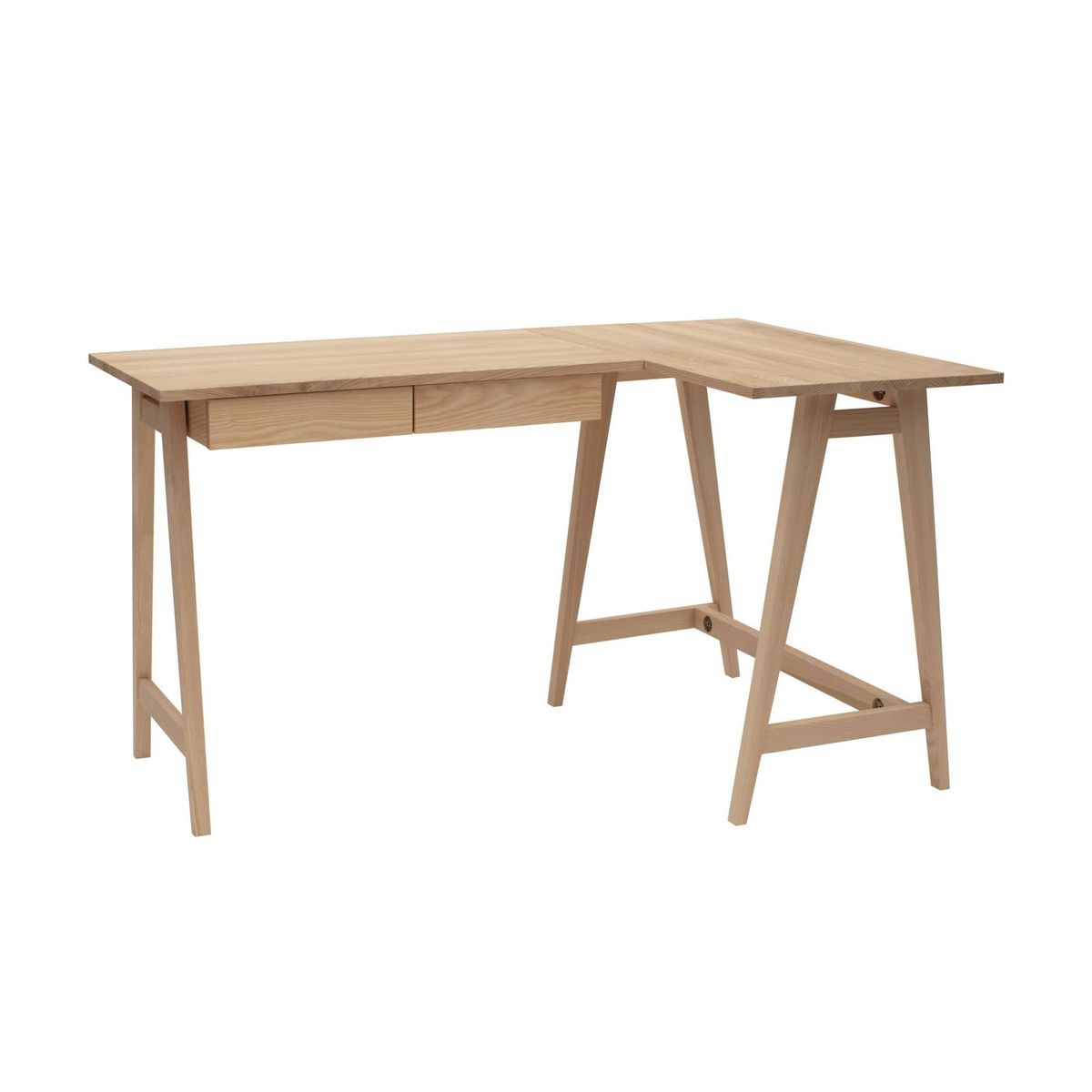 LUKA Ask L-formet skrivebord B135cm x D85cm Højrestillet