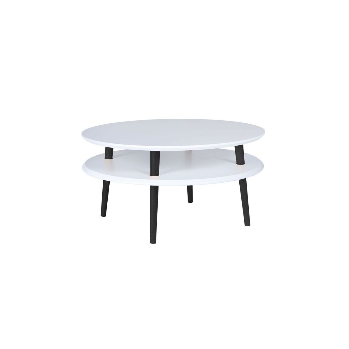 UFO Sofabord Diam 70cm x Højde 35cm - Hvid / Sorte Ben