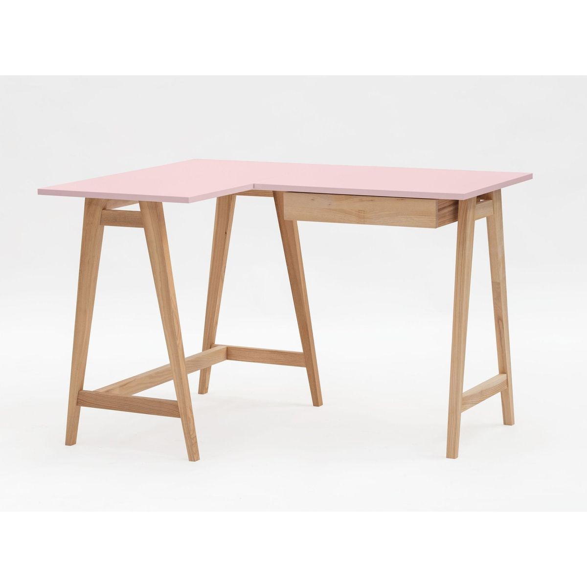 LUKA Asketræ Hjørneskrivebord B 115cm x D 85cm / Pink Venstre Side