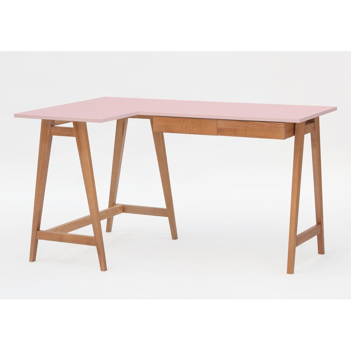 LUKA Hjørneskrivebord B 135cm x D 85cm / Pink Eg Venstre Side