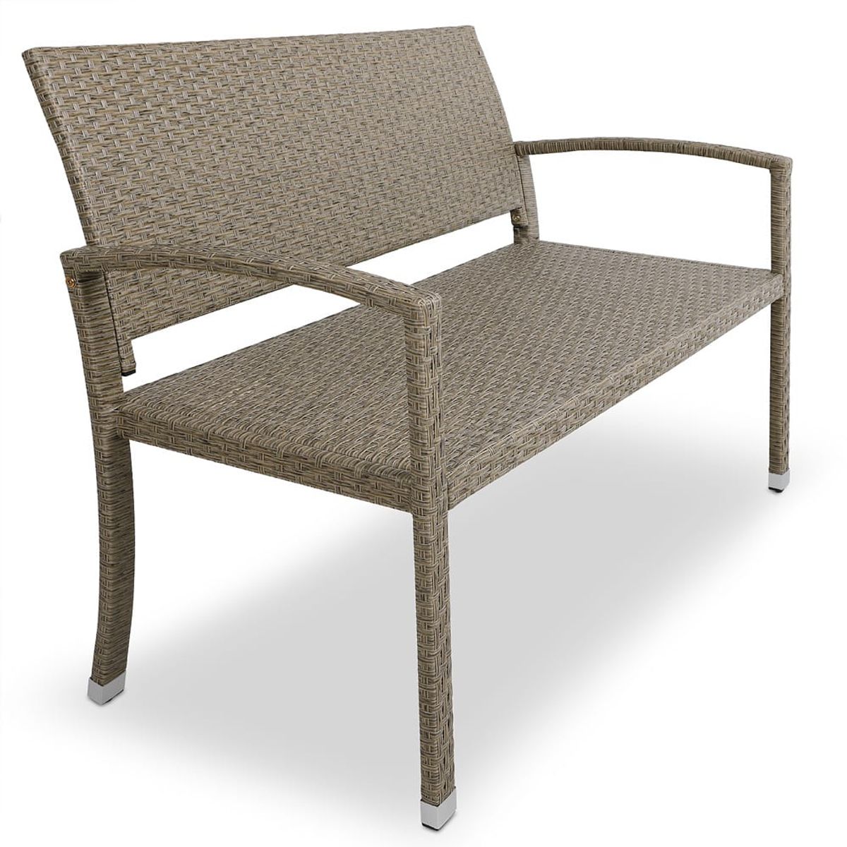 Havebænk i polyrattan, beige/grå, 122x55x90 cm