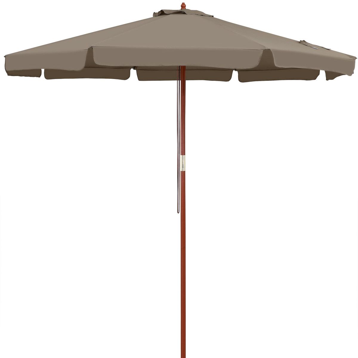 Parasol taupe træ Ø330cm UV-beskyttelse 50+