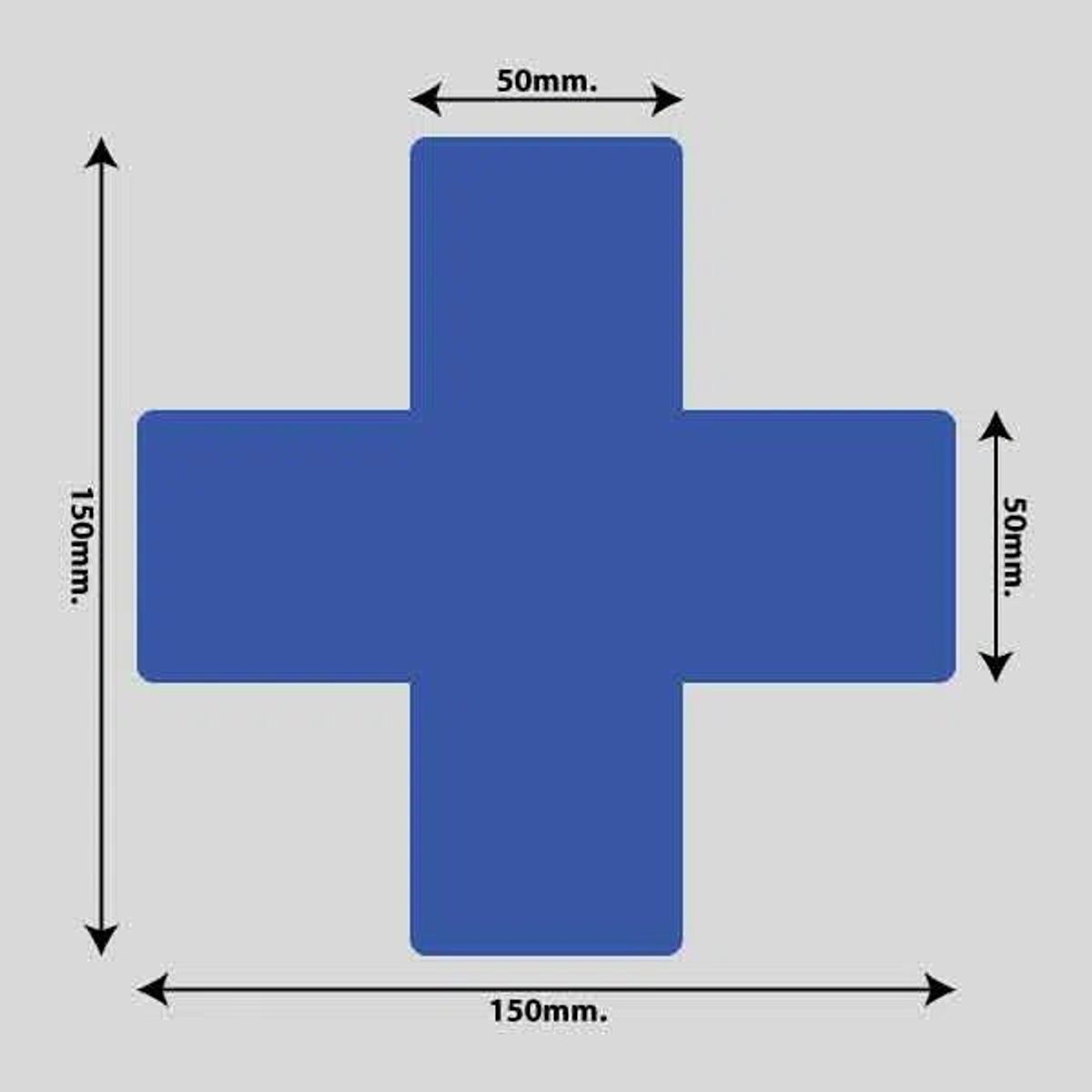 Gulvmarkerings Tape og Symboler. - Blå / Kryds 150mm x 150mm (10 stk. pakke)