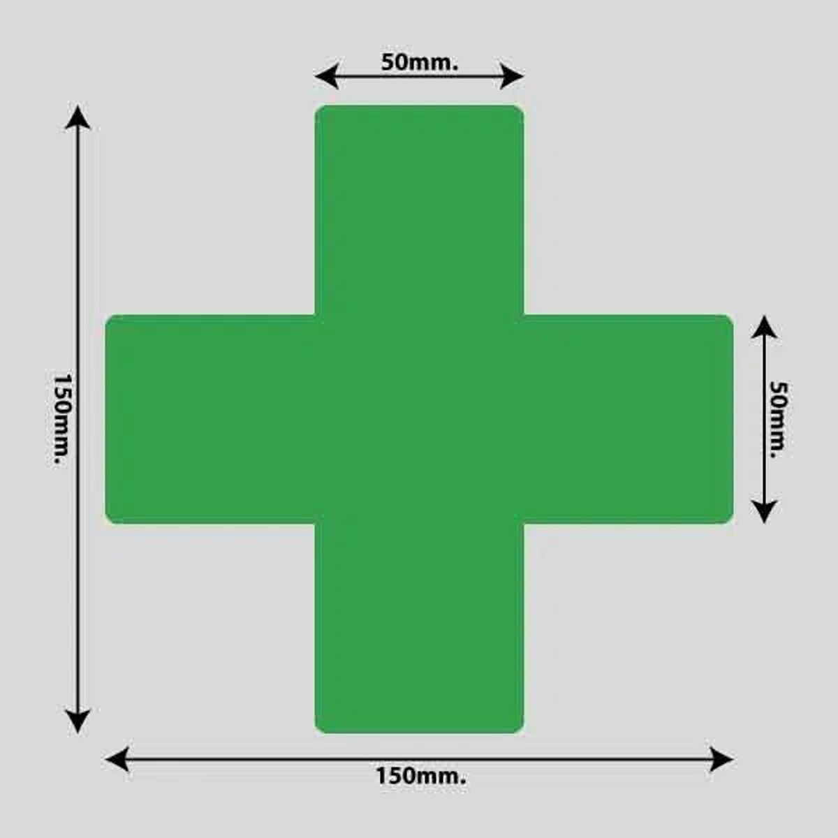 Gulvmarkerings Tape og Symboler. - Grøn / Kryds 150mm x 150mm (10 stk. pakke)