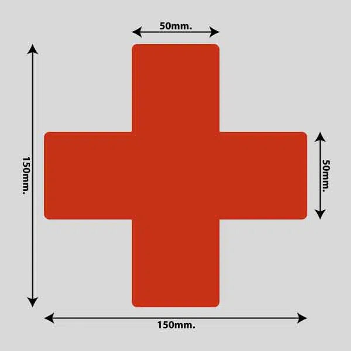 Gulvmarkerings Tape og Symboler. - Rød / Kryds 150mm x 150mm (10 stk. pakke)