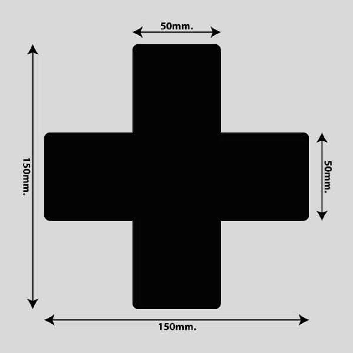 Gulvmarkerings Tape og Symboler. - Sort / Kryds 150mm x 150mm (10 stk. pakke)