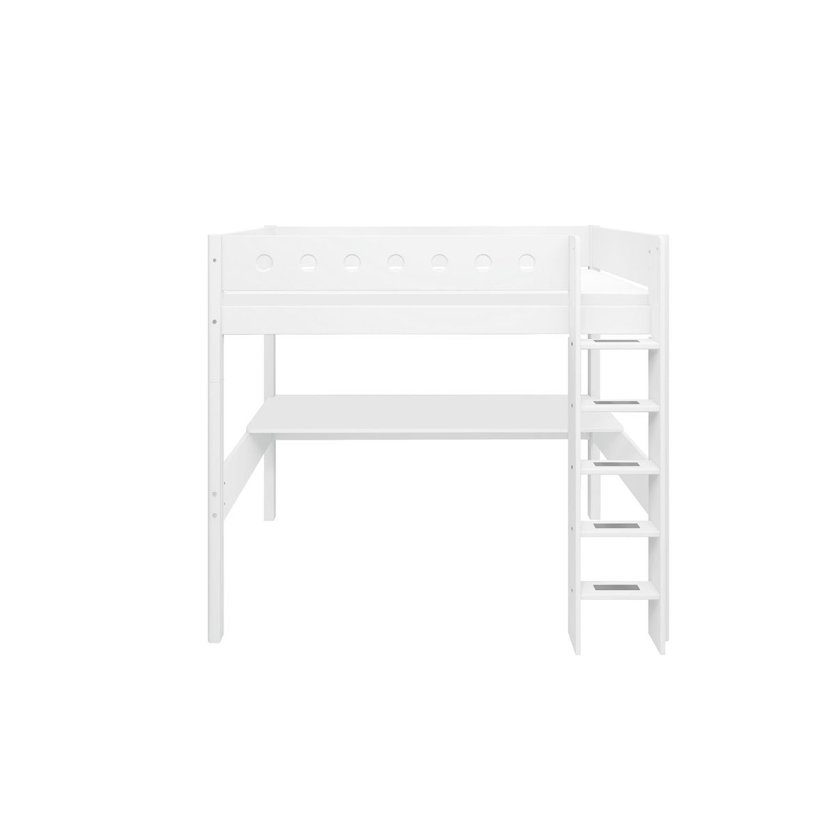 FLEXA WHITE Højseng med Skrivebord, 90x200 cm, Hvid 210.0 cm x 184.0 cm x 109.0 cm White