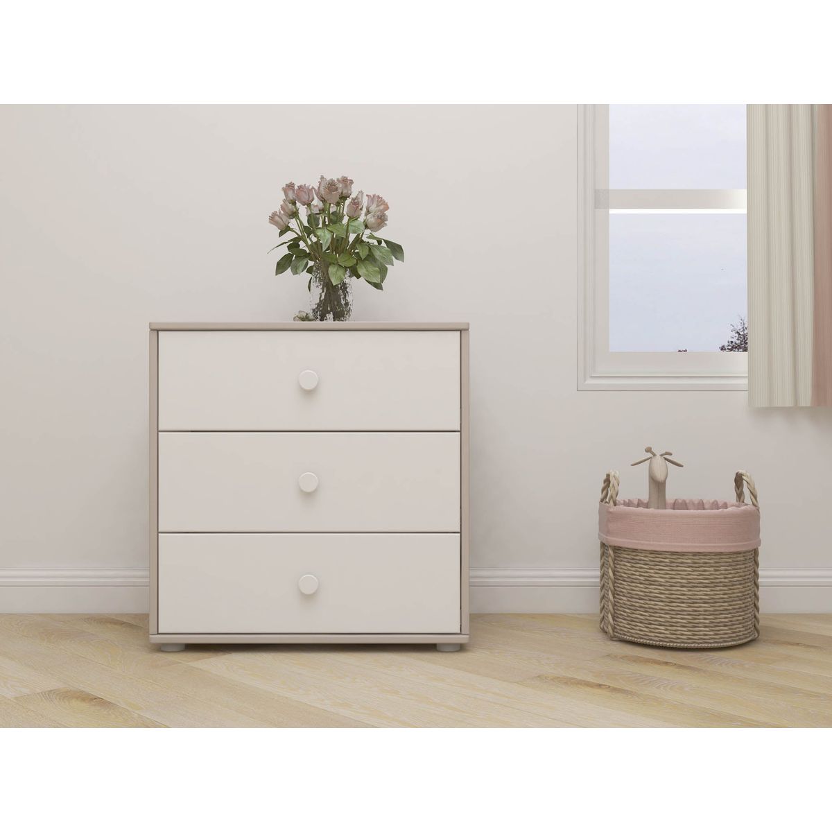 FLEXA Kommode, 3 skuffer 74.5 cm x 72.0 cm White/Grey Washed Pine