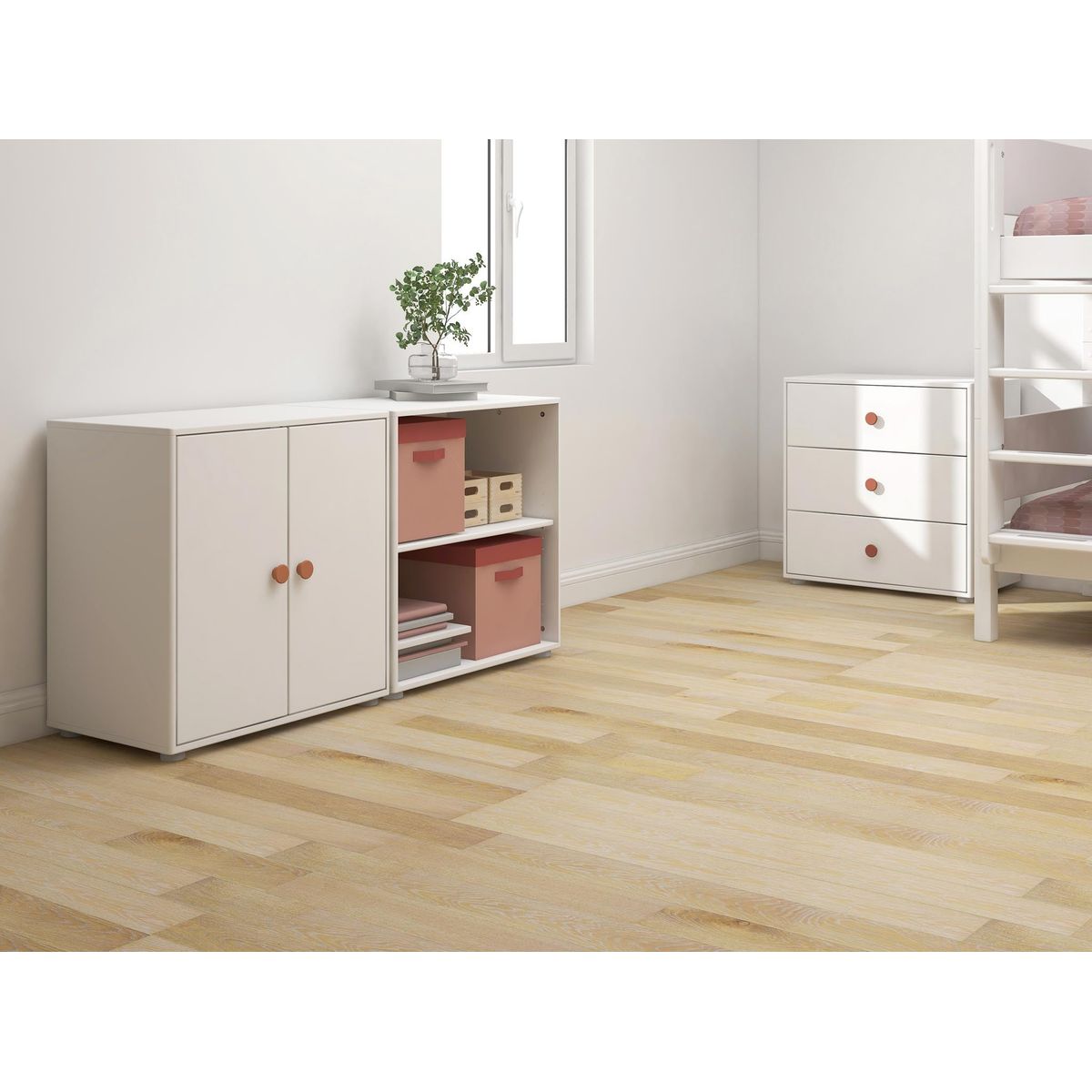 FLEXA Skab, 1 hylde + 2 låger 74.5 cm x 72.0 cm White/Blush